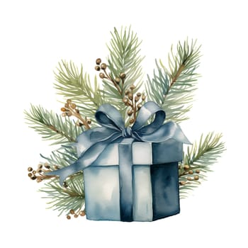 Watercolor Christmas Gifts Clipart, Christmas Watercolor Presents. AI Generated.