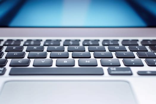 Close-up of the keyboard. Computer work concept.
