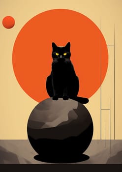 Silhouette face halloween fur background domestic black animals adorable kitten night illustration cat pets moon feline full cartoon cute