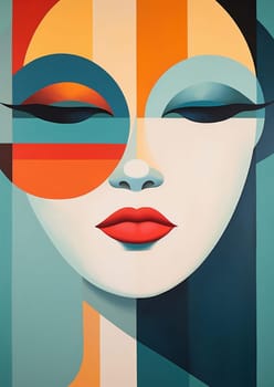 Woman lips glamour fashion face eye model style make-up red art portrait colorful makeup design beauty person female hair illustration background young lady