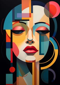 Model woman female face abstract design style background portrait drawing young beauty illustration art lady fashion color person party modern hair head
