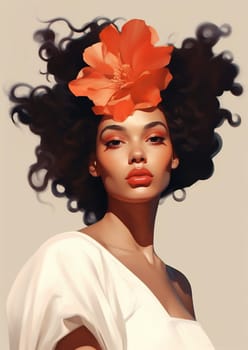 Makeup woman lady hair style black person studio portrait beauty model attractive female face fashionable flower glamour adult young sensual skin pretty