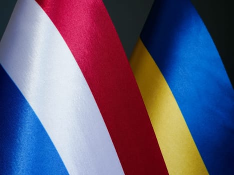 Flags of the Netherlands and Ukraine.