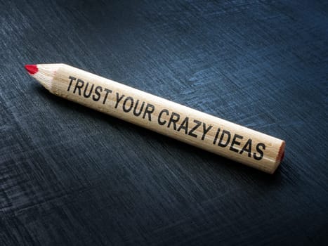 Pencil with inscription Trust your crazy ideas.