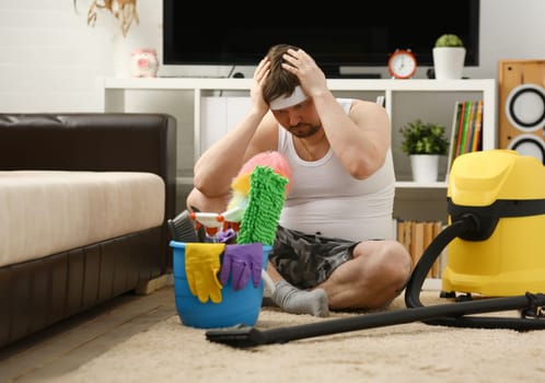The man was left alone at home sadness he needs to get out and work very much