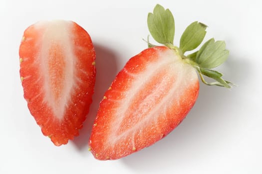 Strawberry macro detail. studio shot white background