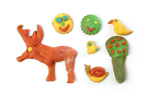 colorful multicolor funny biscuits shapes white background