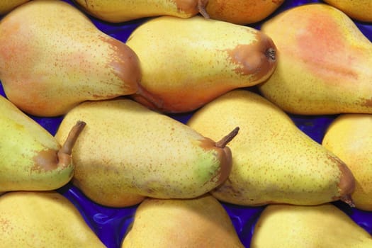 pear fruits in rows market background pattern