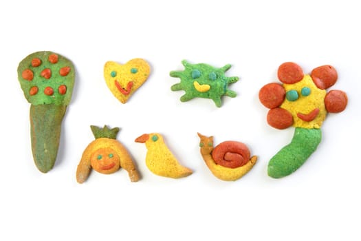 colorful multicolor funny biscuits shapes white background