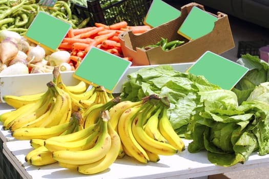 market banana pepper lettuce turnip beans vegetable stand