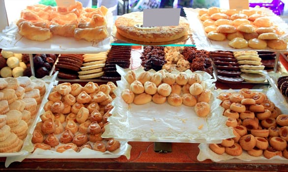 cake pastries in bakery typical from Spain sweet food