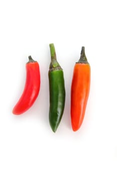 mexican chili serrano isolated on white green red orange