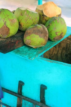 Coconut juice water traditional cart tropical beach