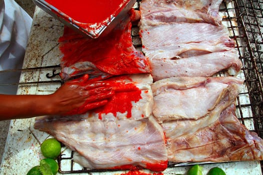 grilled fish fillet red achiote sauce tikinchik Mayan Mexico recipe