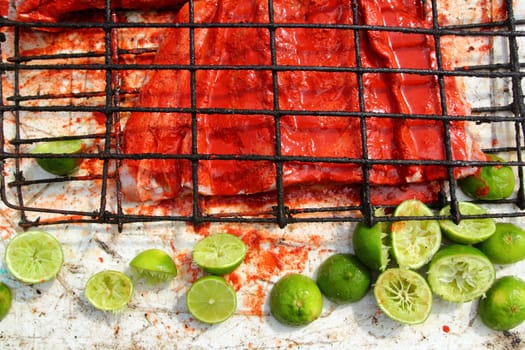 achiote and lemon tikinchick sauce for grilled fish fillet preparation in mayan mexico