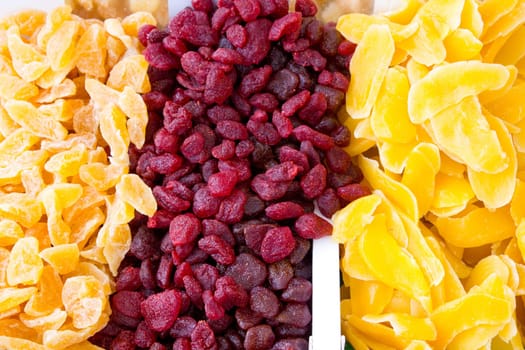 Candied fruits with sugar in market display