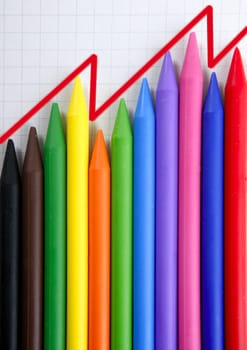 Color pencils graphic chart, earnings report history