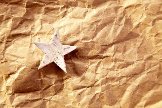 christmas star background on recycle crumpled paper