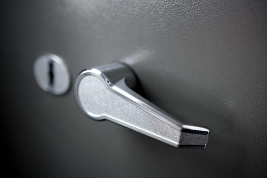 Safe gray steel box detail such a currency safety business metaphor