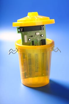 technology circuit on the trash, electronic tech metaphor
