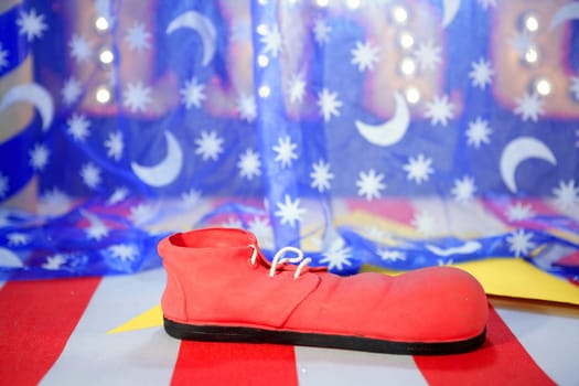 Circus concept metaphor recreation with clown equipment still life
