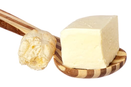 yuccas and yucca bread on white background