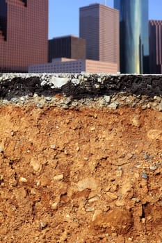 broken city road excavation earthquake cross section