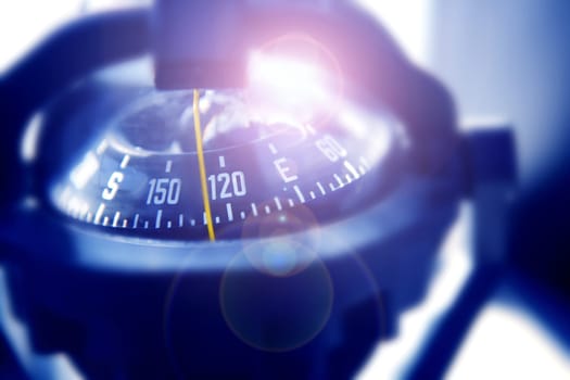 boat marine compass in black blue light backlight boat control