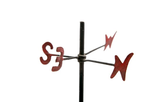 weather vane with four cardinal points N S E W letters