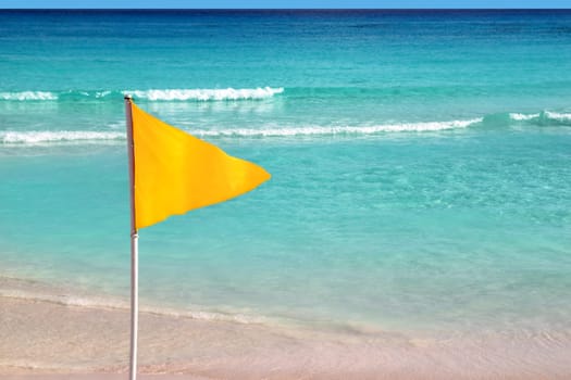 beautiful beach yellow flag weather indication signal