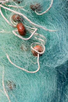 Fishing net and gear for professional fisherman boat, texture