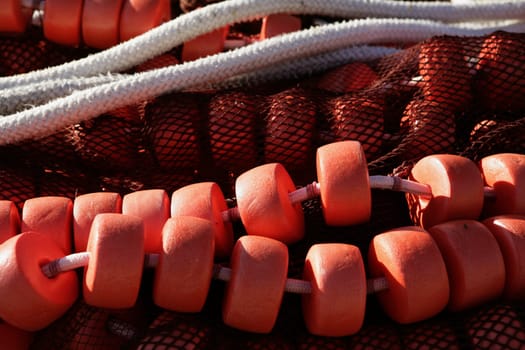 Fishing net and gear for professional fisherman boat, texture