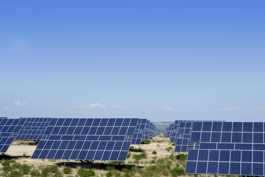 Clean electric energy solar plates generators blue sky