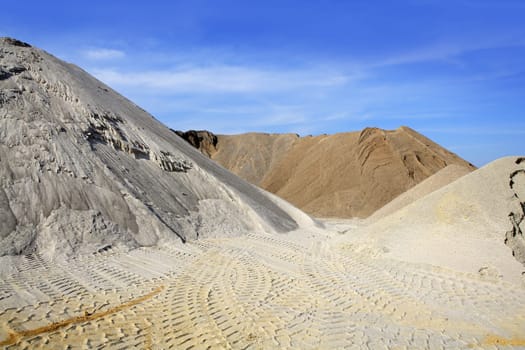sand quarry mounds of varied construction sands