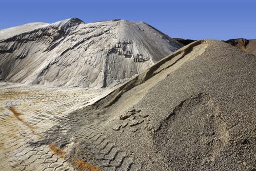 sand quarry mounds of varied construction sands