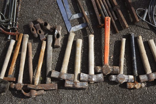 hammer handtools hand tools collection pattern aged vintage