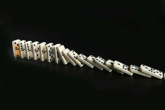 Domino game business metaphor of choosing the right way