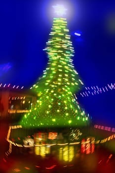 abstract christmas tree night blurred lighting