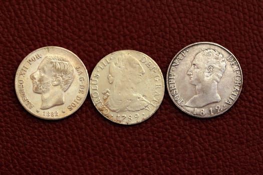 five pesetas spain old coins Alfonso XII Carlos III Ioseph Napoleon
