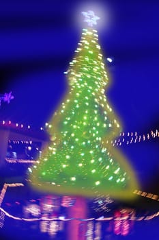 abstract christmas tree night blurred lighting