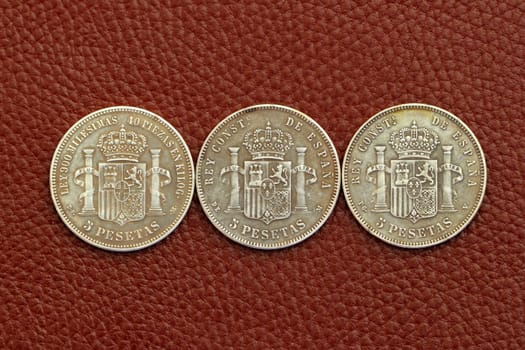 five pesetas spain old coins Alfonso XII Carlos III Ioseph Napoleon