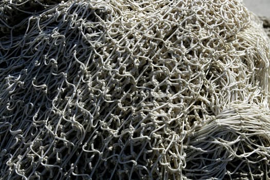 Fishing boat equipment detail: net, arts macro. Mediterranean sea