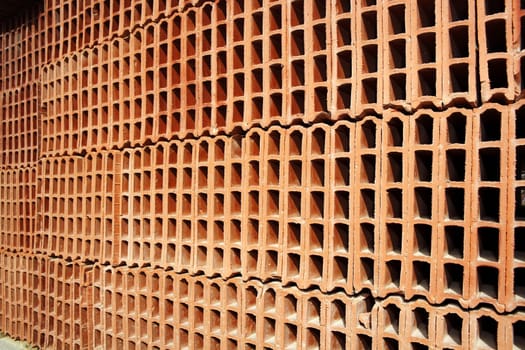 construction bricks stacked pattern red clay