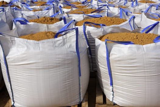 sandbag white big bag sand sacks on quarry