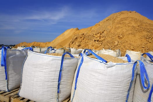 sandbag white big bag sand sacks quarry perspective