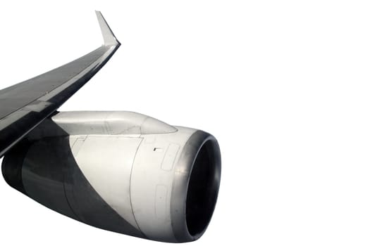 airplane wing aircraft turbine flying isolated on white