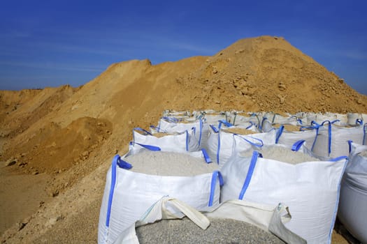 sandbag white big bag sand sacks quarry perspective