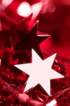 Christmas star card decoration still at studio red background