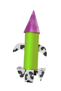 Rocket fantasy handmade craft isolated over white