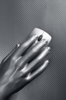 computer wireless gray mouse silver aluminum hand futuristic